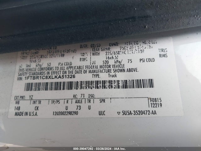 Ford Transit-250 2020 1FTBR1C8XLKA51326 Image 9