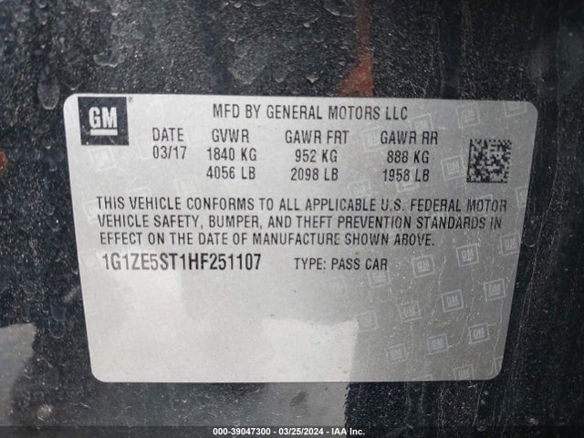 Chevrolet MALIBU 1LT 2017 1G1ZE5ST1HF251107 Image 9