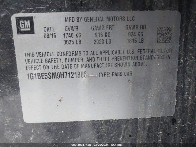 Chevrolet Cruze Lt Auto 2017 1G1BE5SM9H7121306 Image 9
