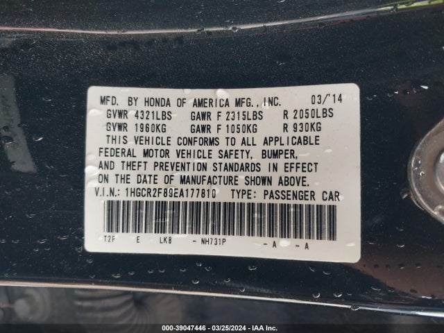 Honda Accord Ex-l 2014 1HGCR2F89EA177810 Image 9