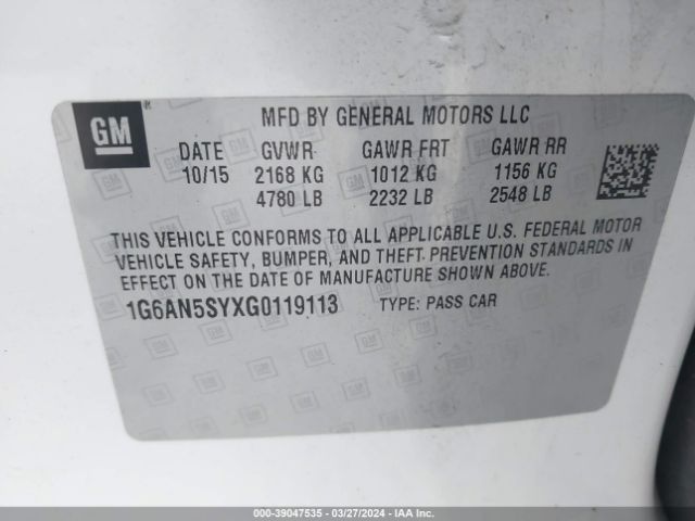 1G6AN5SYXG0119113 Cadillac ATS-V