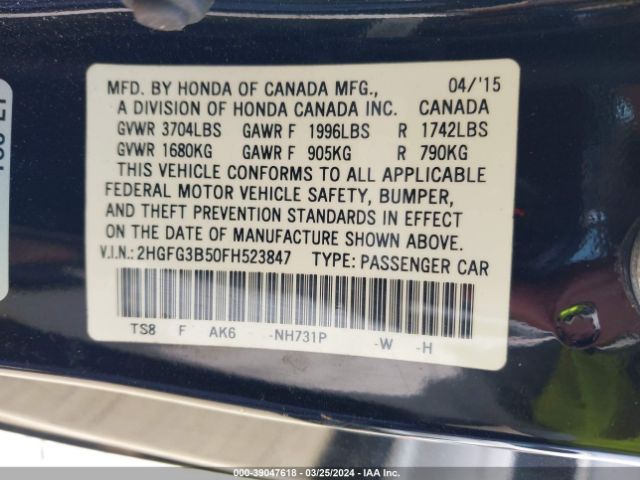 2HGFG3B50FH523847 Honda Civic Lx