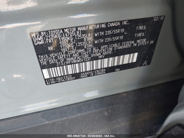 Toyota Rav4 Adventure 2019 2T3J1RFV8KW041337 Image 9