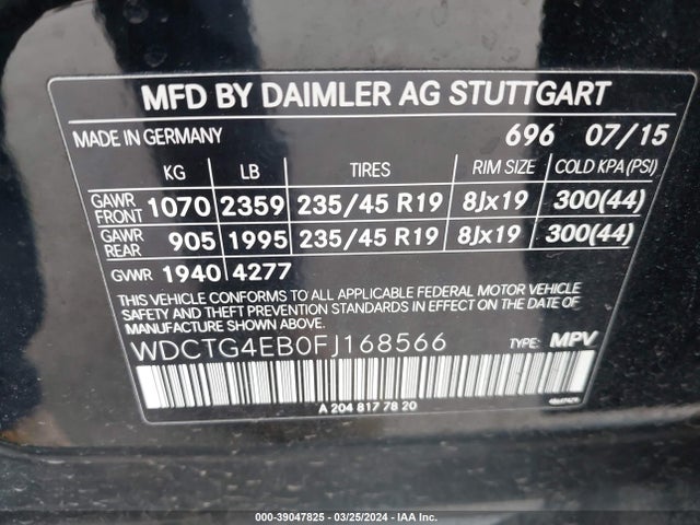 Mercedes-Benz GLA 250 2015 WDCTG4EB0FJ168566 Image 9
