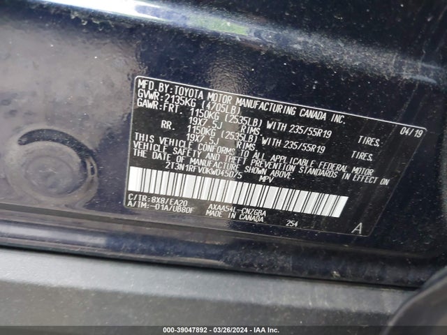 Toyota Rav4 Limited 2019 2T3N1RFV0KW045075 Image 9