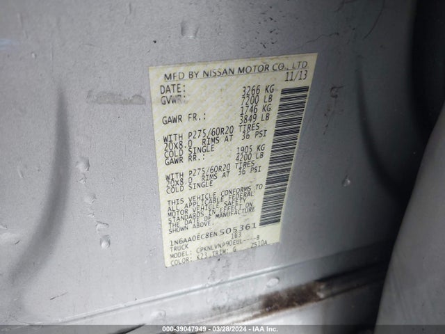Nissan Titan Sl 2014 1N6AA0EC8EN505361 Image 9