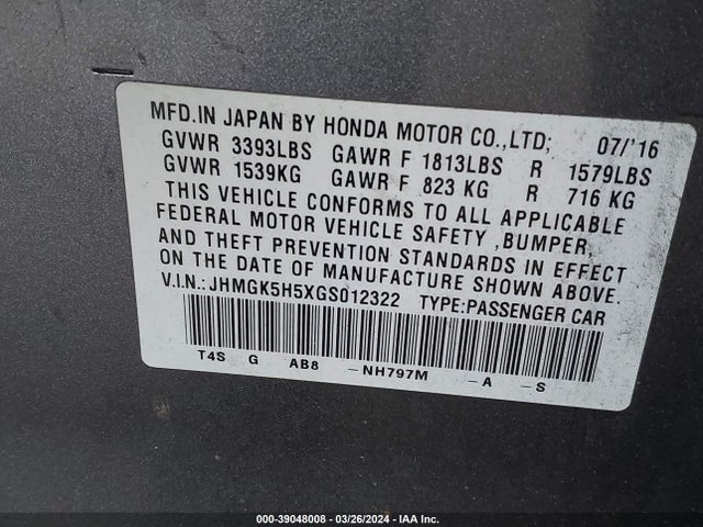 Honda FIT LX 2016 JHMGK5H5XGS012322 Image 9