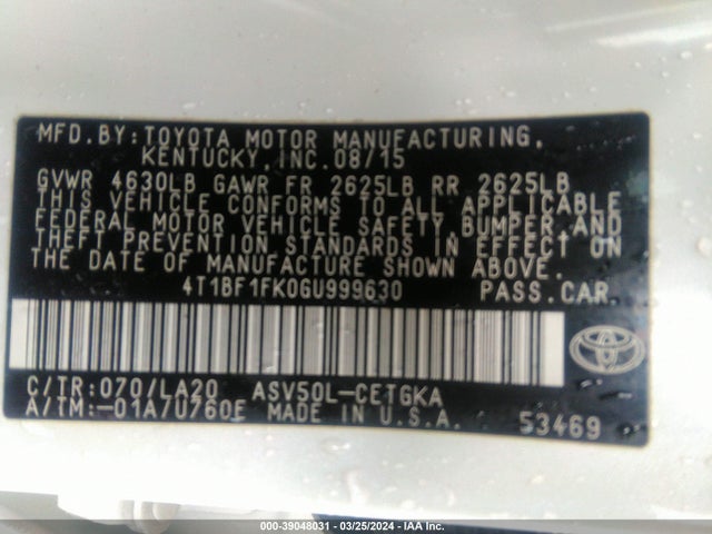 Toyota CAMRY XLE 2016 4T1BF1FK0GU999630 Image 9