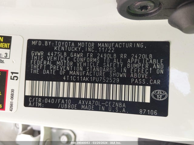 Toyota CAMRY LE 2023 4T1C11AK1PU752529 Image 9