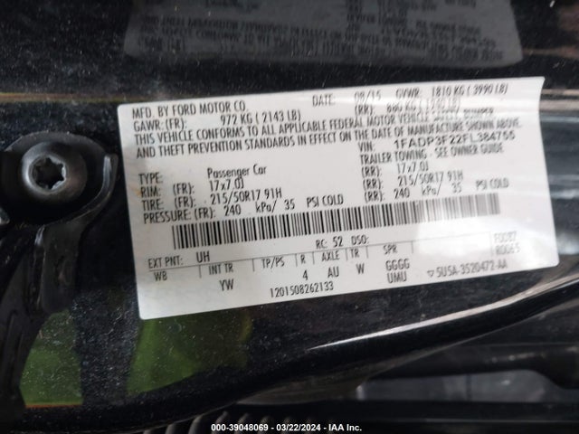 Ford FOCUS SE 2015 1FADP3F22FL384755 Image 9