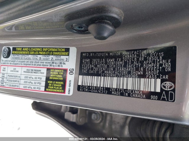 Toyota COROLLA LE 2015 2T1BURHE7FC349365 Image 9