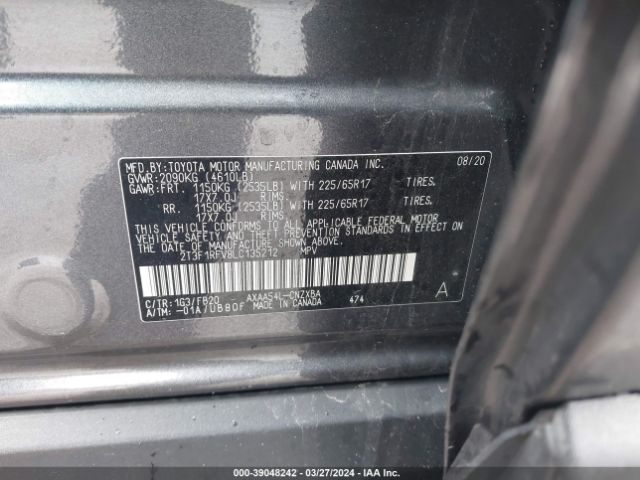 2T3F1RFV8LC135212 Toyota RAV4 LE