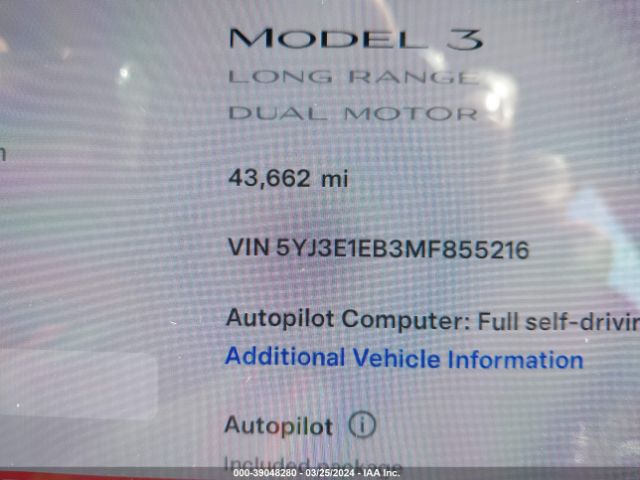 2021 TESLA MODEL 3 5YJ3E1EB3MF855216 Photo 6