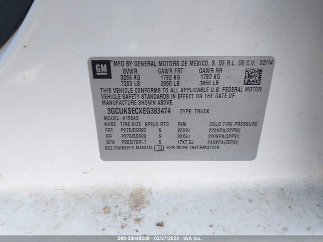 Chevrolet Silverado 1500 1lz 2014 3GCUKSECXEG383474 Image 9