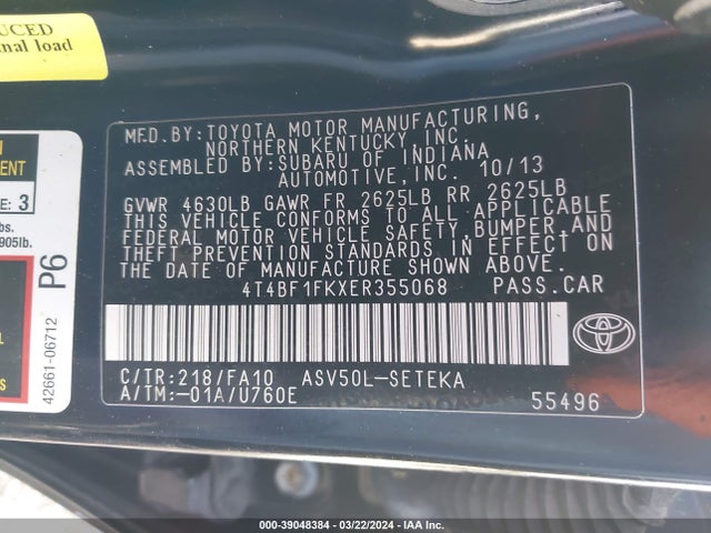 Toyota CAMRY L 2014 4T4BF1FKXER355068 Image 9