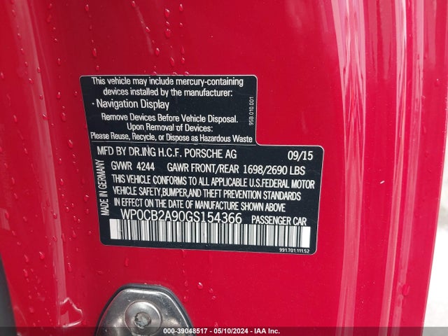 2016 PORSCHE 911 WP0CB2A90GS154366 Photo 8