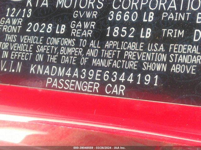 KNADM4A39E6344191 KIA RIO LX