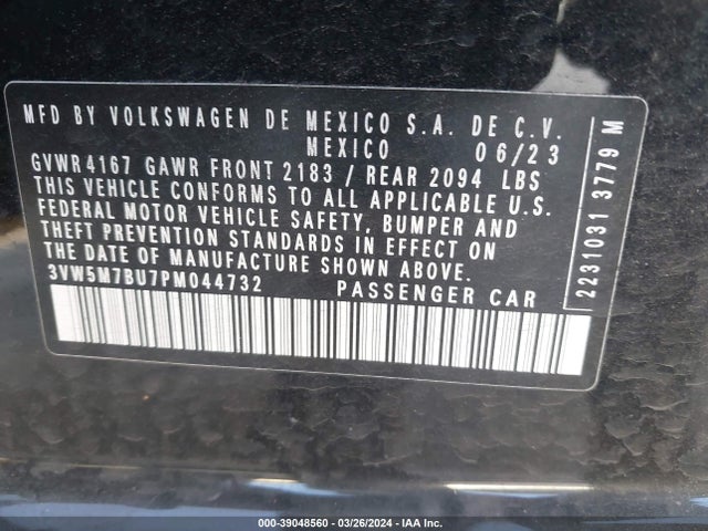 3VW5M7BU7PM044732 Volkswagen Jetta 1.5t S