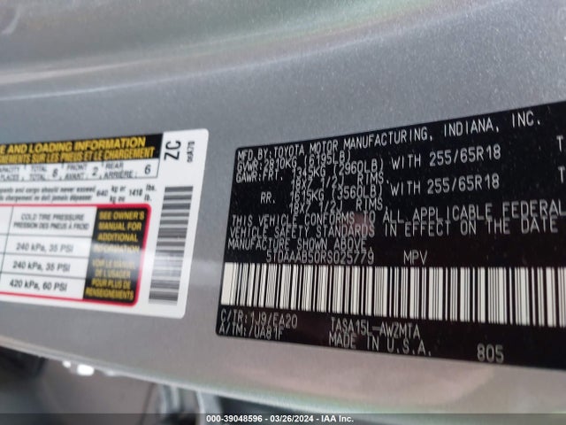 Toyota Grand Highlander Xle 2024 5TDAAAB50RS025779 Image 9