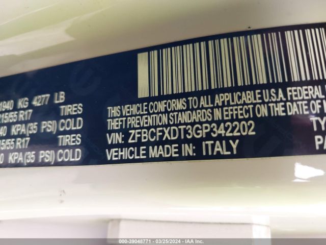 ZFBCFXDT3GP342202 Fiat 500x Lounge