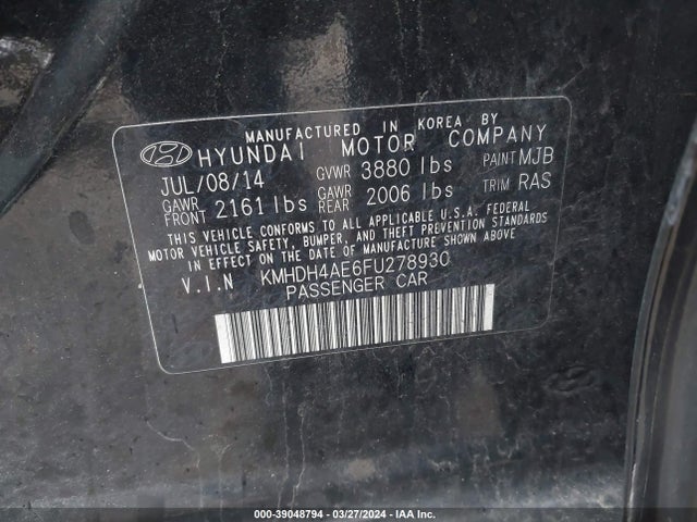 Hyundai ELANTRA SE 2015 KMHDH4AE6FU278930 Image 9