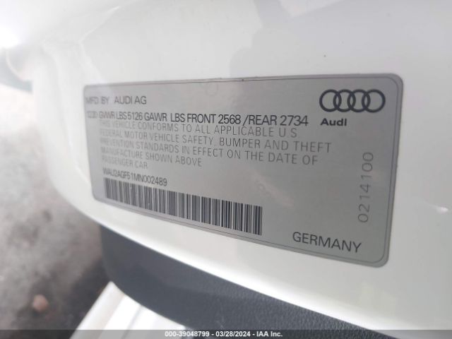 WAU2AGF51MN002489 Audi A5 Cabriolet Premium 45 Tfsi Quattro S Tronic
