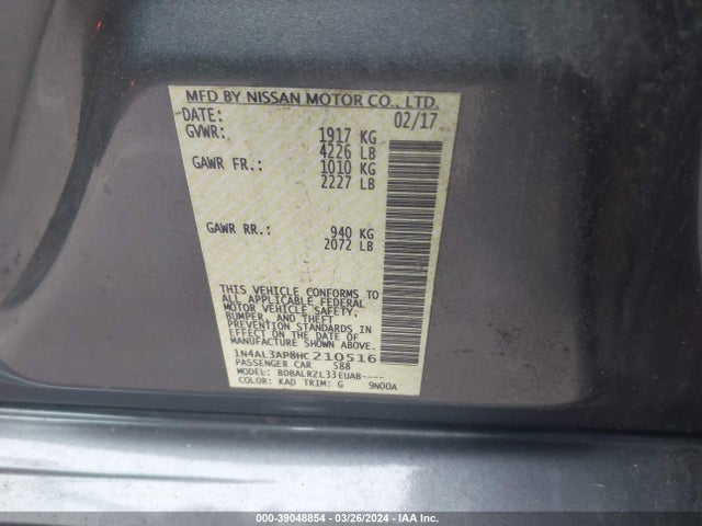 Nissan Altima 2.5 Sl 2017 1N4AL3AP8HC210516 Image 9