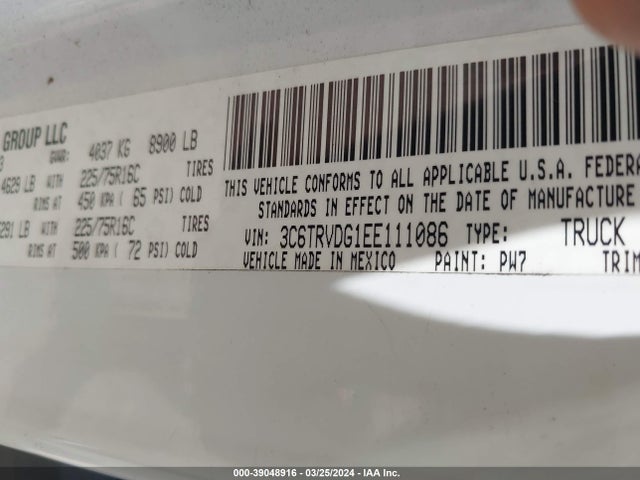 3C6TRVDG1EE111086 RAM Promaster 2500 High Roof