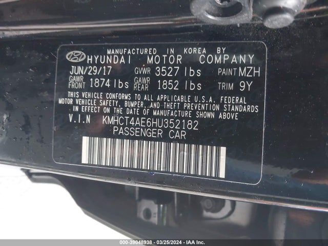 Hyundai Accent Value Edition 2017 KMHCT4AE6HU352182 Image 9