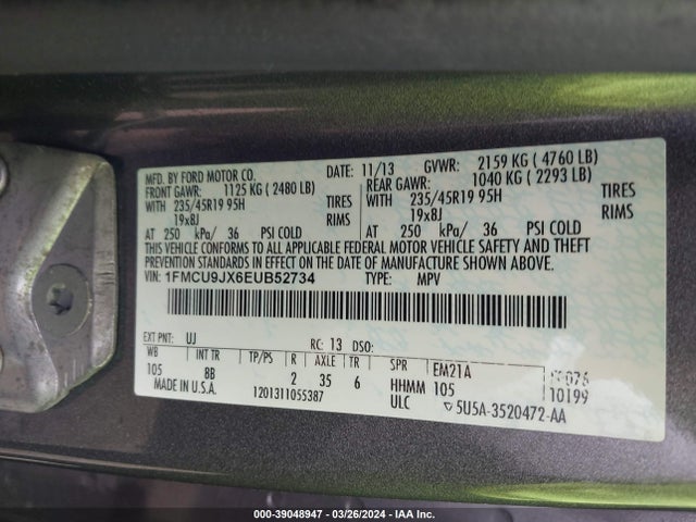 Ford Escape Titanium 2014 1FMCU9JX6EUB52734 Image 9