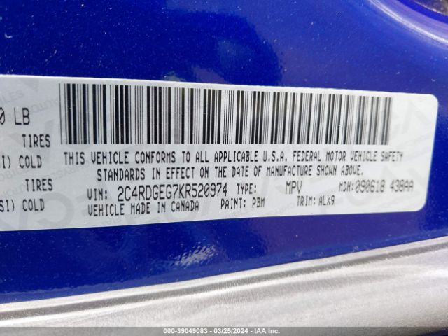 2C4RDGEG7KR520974 Dodge Grand Caravan Gt