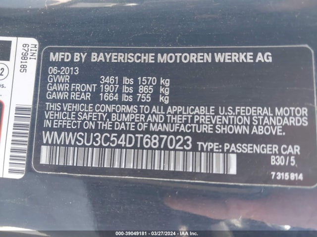 2013 MINI HARDTOP WMWSU3C54DT687023 Photo 8