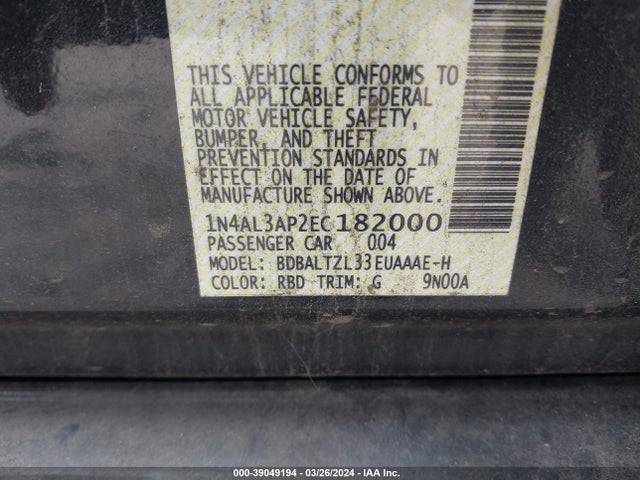 Nissan Altima 2.5 Sv 2014 1N4AL3AP2EC182000 Image 9