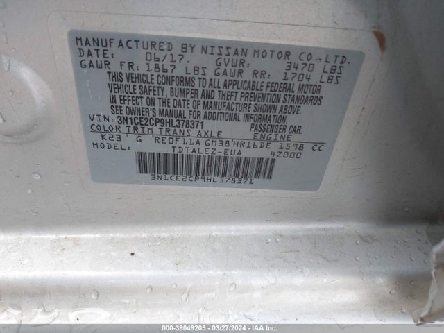 Nissan Versa Note Sl 2017 3N1CE2CP9HL378371 Image 9