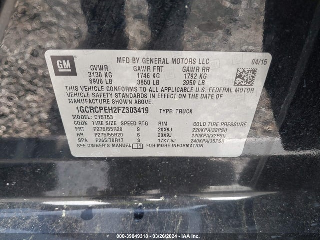 Chevrolet Silverado 1500 Wt 2015 1GCRCPEH2FZ303419 Image 9