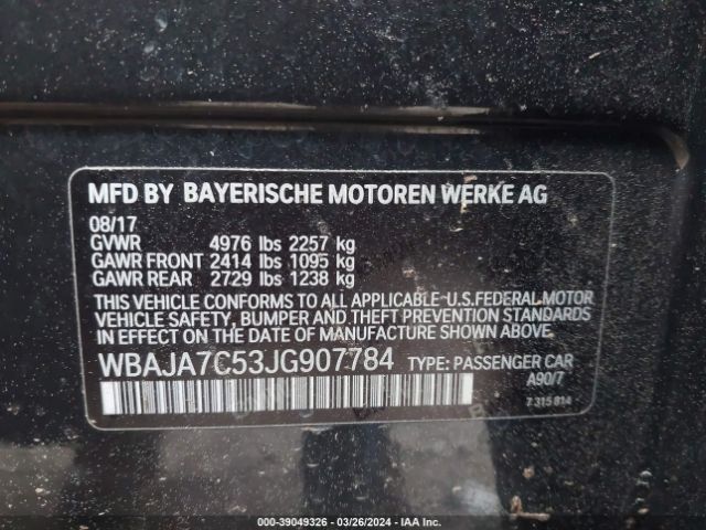 WBAJA7C53JG907784 BMW 530i Xdrive