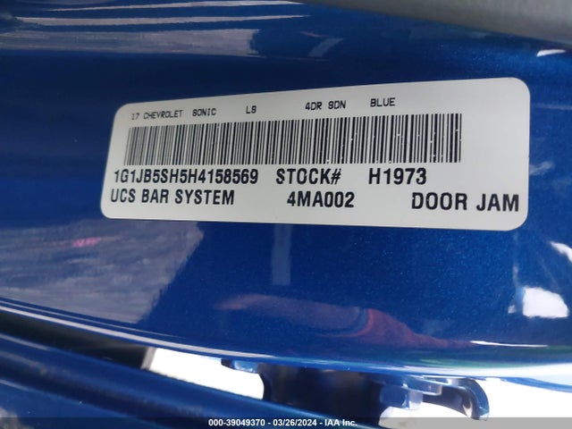 Chevrolet Sonic Ls Auto 2017 1G1JB5SH5H4158569 Image 9
