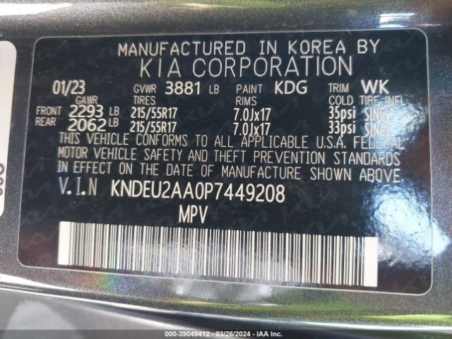 KNDEU2AA0P7449208 KIA SELTOS S