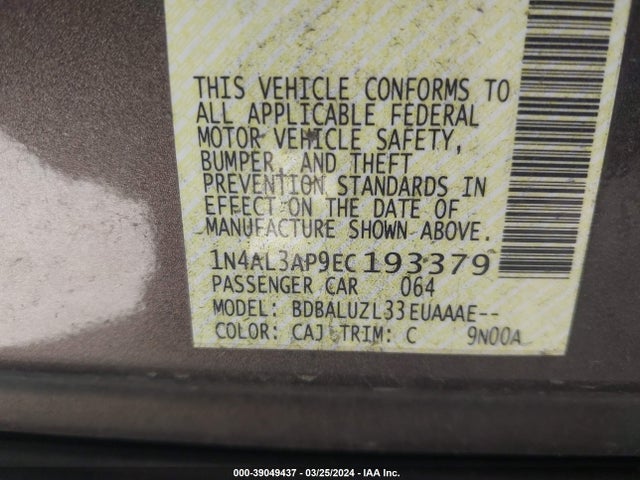 Nissan Altima 2.5 Sv 2014 1N4AL3AP9EC193379 Image 9