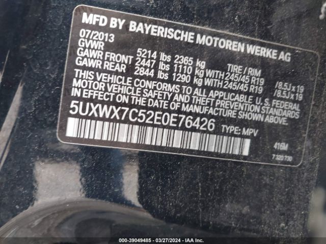 5UXWX7C52E0E76426 BMW X3 Xdrive35i