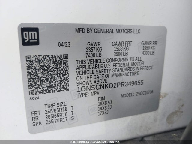 Chevrolet Tahoe 2wd Lt 2023 1GNSCNKD2PR349655 Image 9