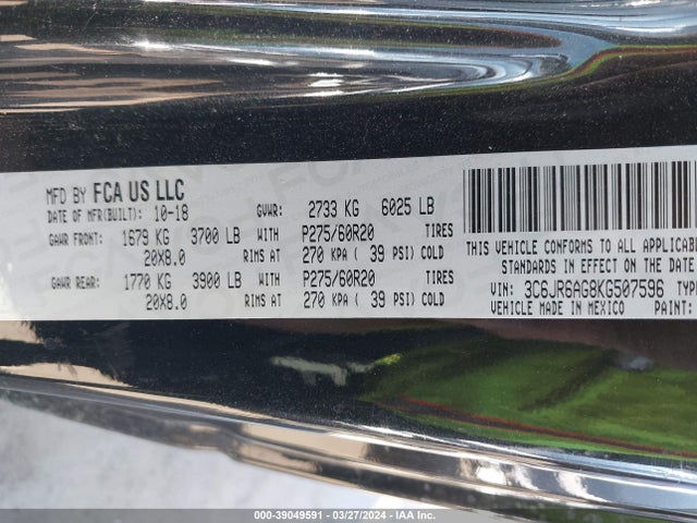 RAM 1500 Classic Express Regular Cab 4x2 6'4 Box 2019 3C6JR6AG8KG507596 Image 9