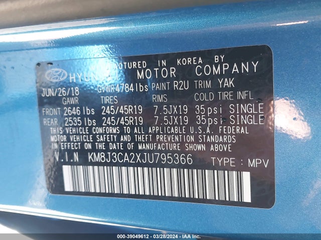 Hyundai Tucson Value 2018 KM8J3CA2XJU795366 Image 9