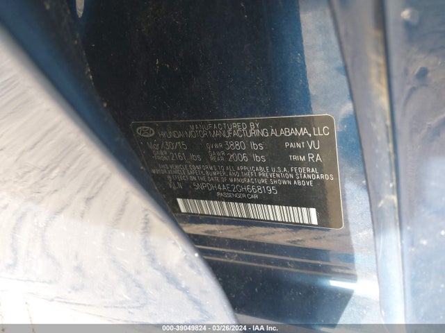 Hyundai ELANTRA SE 2016 5NPDH4AE2GH668195 Image 9
