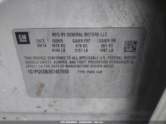 Chevrolet CRUZE LTZ 2014 1G1PG5SB3E7457690 Image 9