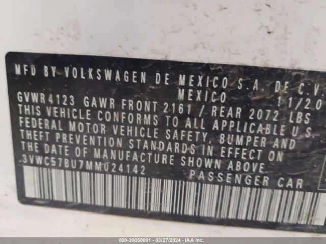 3VWC57BU7MM024142 Volkswagen Jetta 1.4t R-line/1.4t S/1.4t Se
