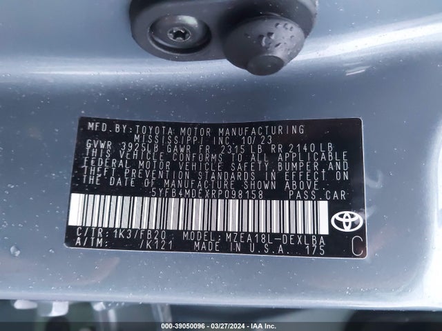 Toyota COROLLA LE 2024 5YFB4MDEXRP098158 Image 9