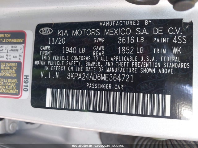KIA RIO S 2021 3KPA24AD6ME364721 Image 9
