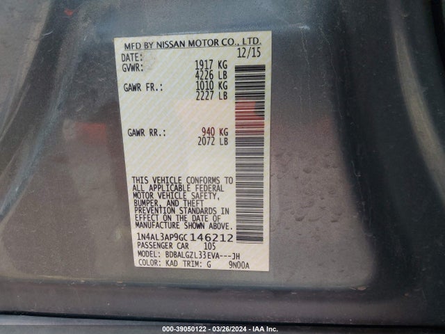 Nissan Altima 2.5 S 2016 1N4AL3AP9GC146212 Image 9