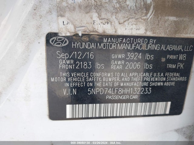 Hyundai ELANTRA SE 2017 5NPD74LF8HH132233 Image 9